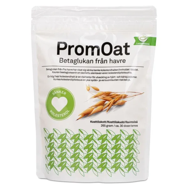 Påse med Lantmännen PromOat Betaglukan från havre, 265 gram pulver